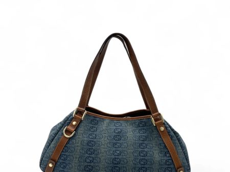 Gucci Handtasche   Shopper Abbey braune Lederdetails aus Denimstoff blau Online Sale