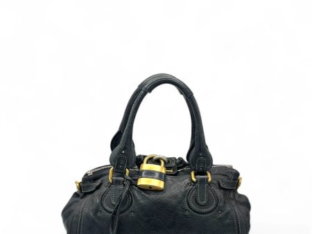 Chloé Handtasche Paddington goldene Hardware aus Leder schwarz on Sale