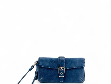 Coach Clutch aus Wildleder blau Online Sale