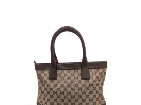 Gucci Handtasche dunkelbraune Lederdetails monogram beige For Discount