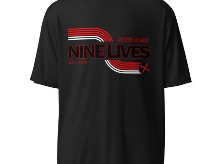 Nine Lives Racing Swoosh Unisex performance crew neck t-shirt For Sale