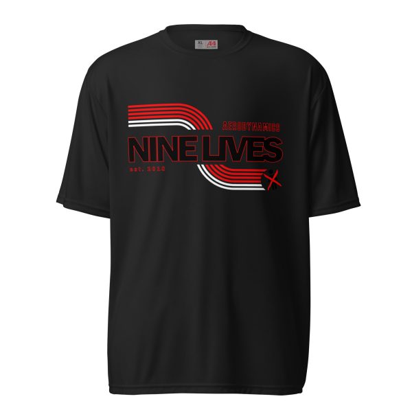 Nine Lives Racing Swoosh Unisex performance crew neck t-shirt For Sale