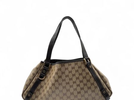 Gucci Handtasche   Shopper Abbey PVC braune Lederdetails monogram beige For Sale