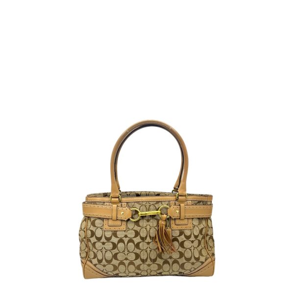 Coach Handtasche mit hellbraunen Leder monogram beige Sale