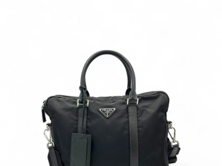 Prada Laptoptasche mit Umhängegurt aus Nylon schwarz on Sale