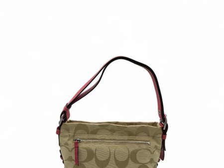 Coach Handtasche   Schultertasche Signature pinke Lederdetails monogram beige Discount