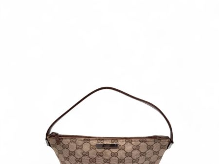 Gucci Handtasche Baguette mit braunen Lederdetails monogram braun Online