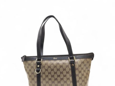 Gucci Handtasche Abbey PVC braunen Lederdetails monogram beige Supply