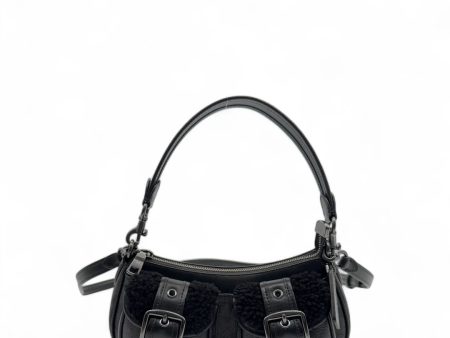 Coach Handtasche Baguette Ashton Shearling & Leder monogram schwarz Sale