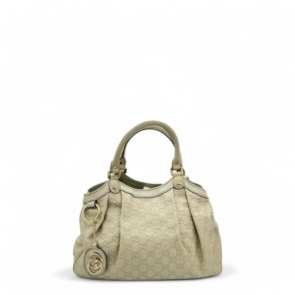 Gucci Handtasche Sukey aus Leder monogram weiß Online Sale