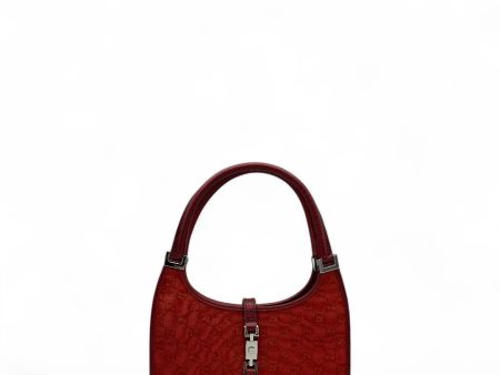 Gucci Handtasche Jackie mit roten Lederdetails monogram rot For Sale